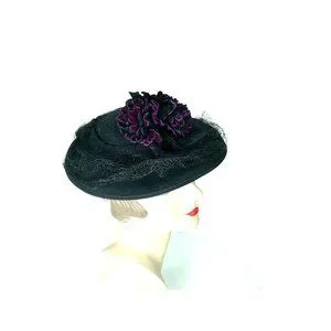 Accessories | 193s Black Straw Tilt Hat With Horse Hair Bow  display picture 2